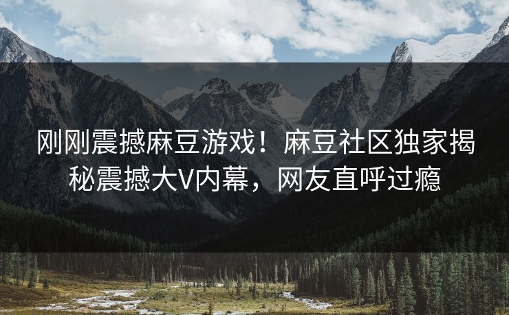 刚刚震撼麻豆游戏！麻豆社区独家揭秘震撼大V内幕，网友直呼过瘾