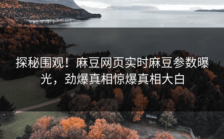 探秘围观！麻豆网页实时麻豆参数曝光，劲爆真相惊爆真相大白