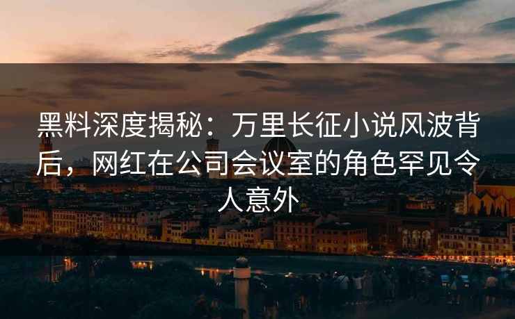 黑料深度揭秘：万里长征小说风波背后，网红在公司会议室的角色罕见令人意外