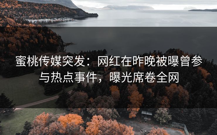 蜜桃传媒突发：网红在昨晚被曝曾参与热点事件，曝光席卷全网