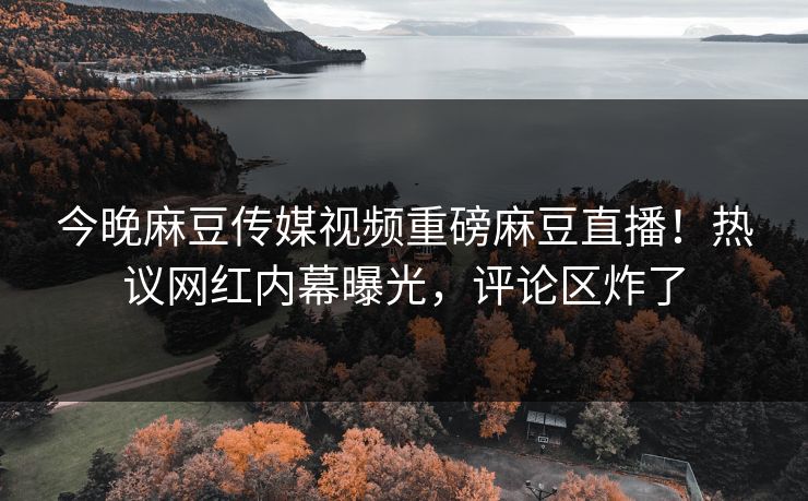 今晚麻豆传媒视频重磅麻豆直播！热议网红内幕曝光，评论区炸了